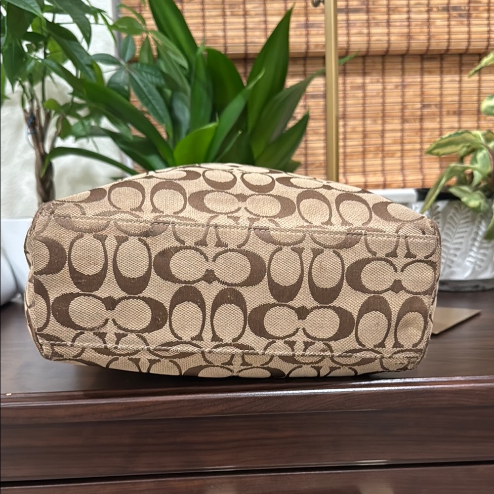 Coach Brown and Gold Shoulder Bag with Signature Pattern - Picture 6 of 10